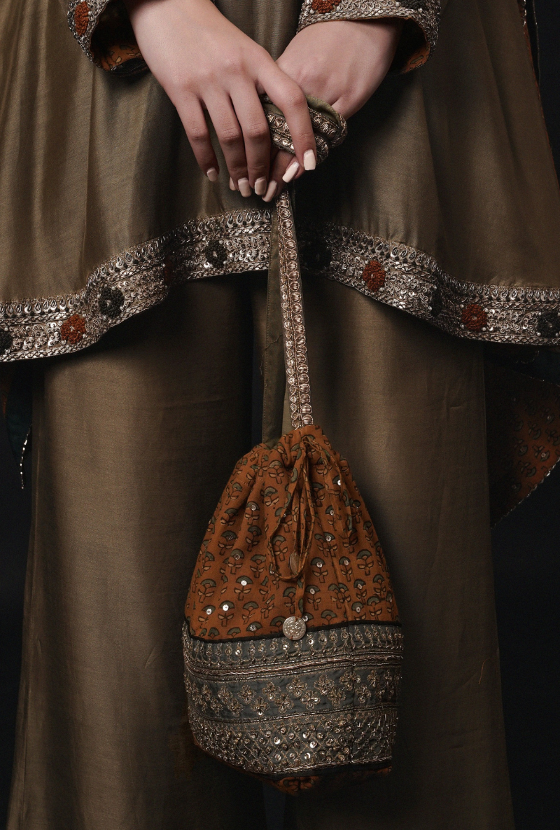 Mustard Ajrakh Sling Bag