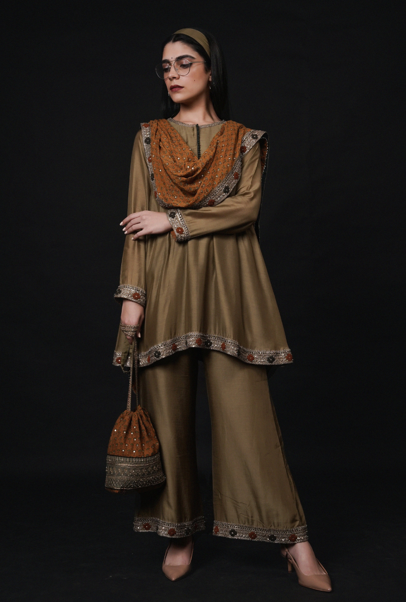 Mustard Ajrakh Sling Bag