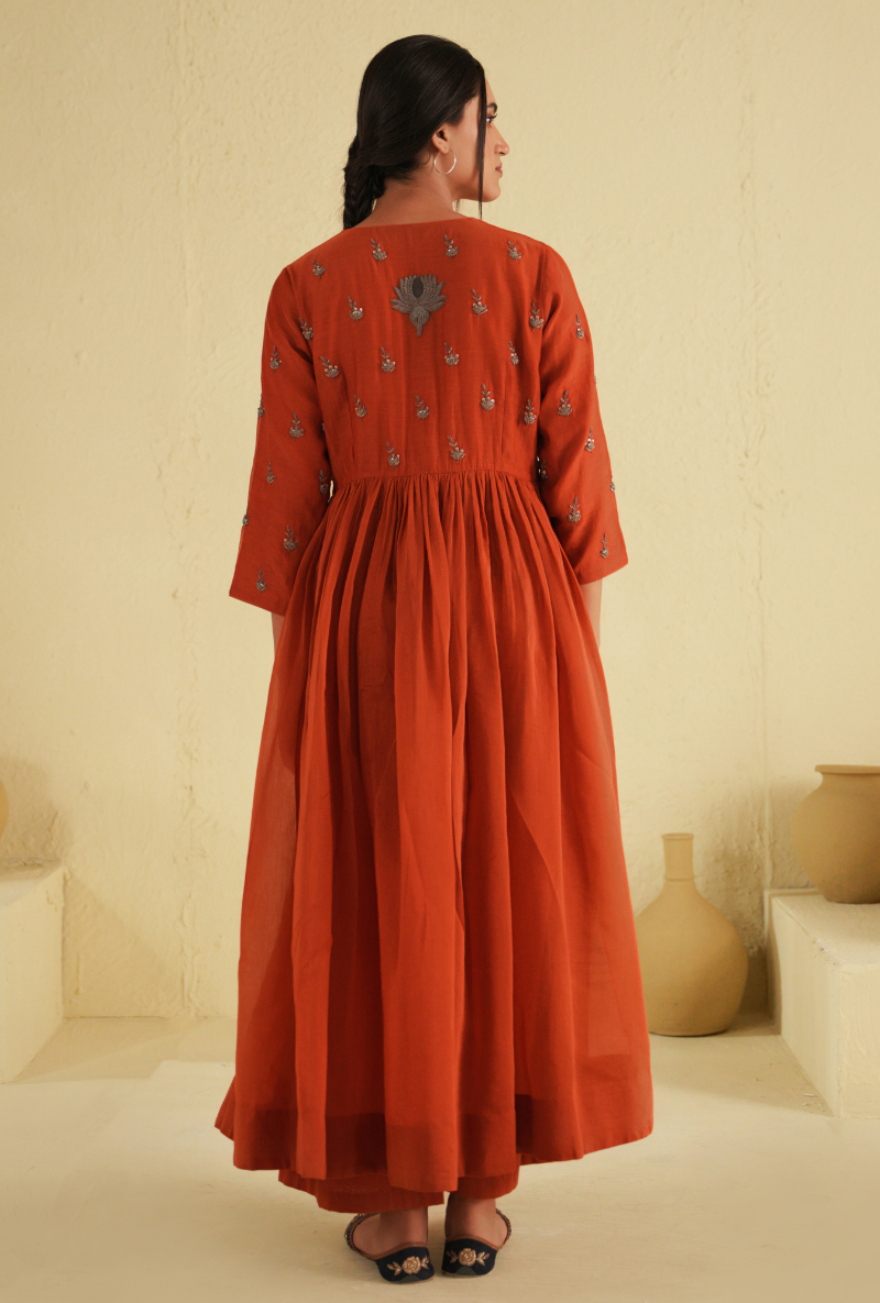 Rangreza Apricot Brandy Yoke Palazzo Set