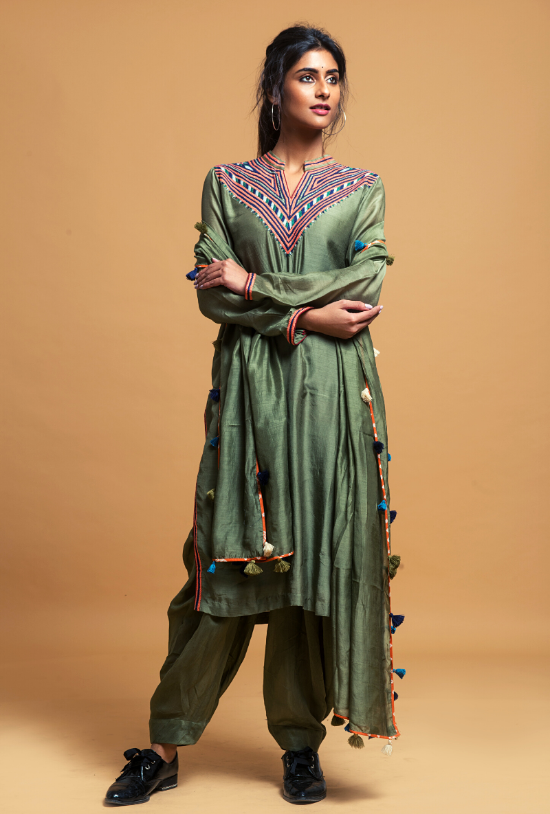 Ira Powder Green Dhoti Pants Set
