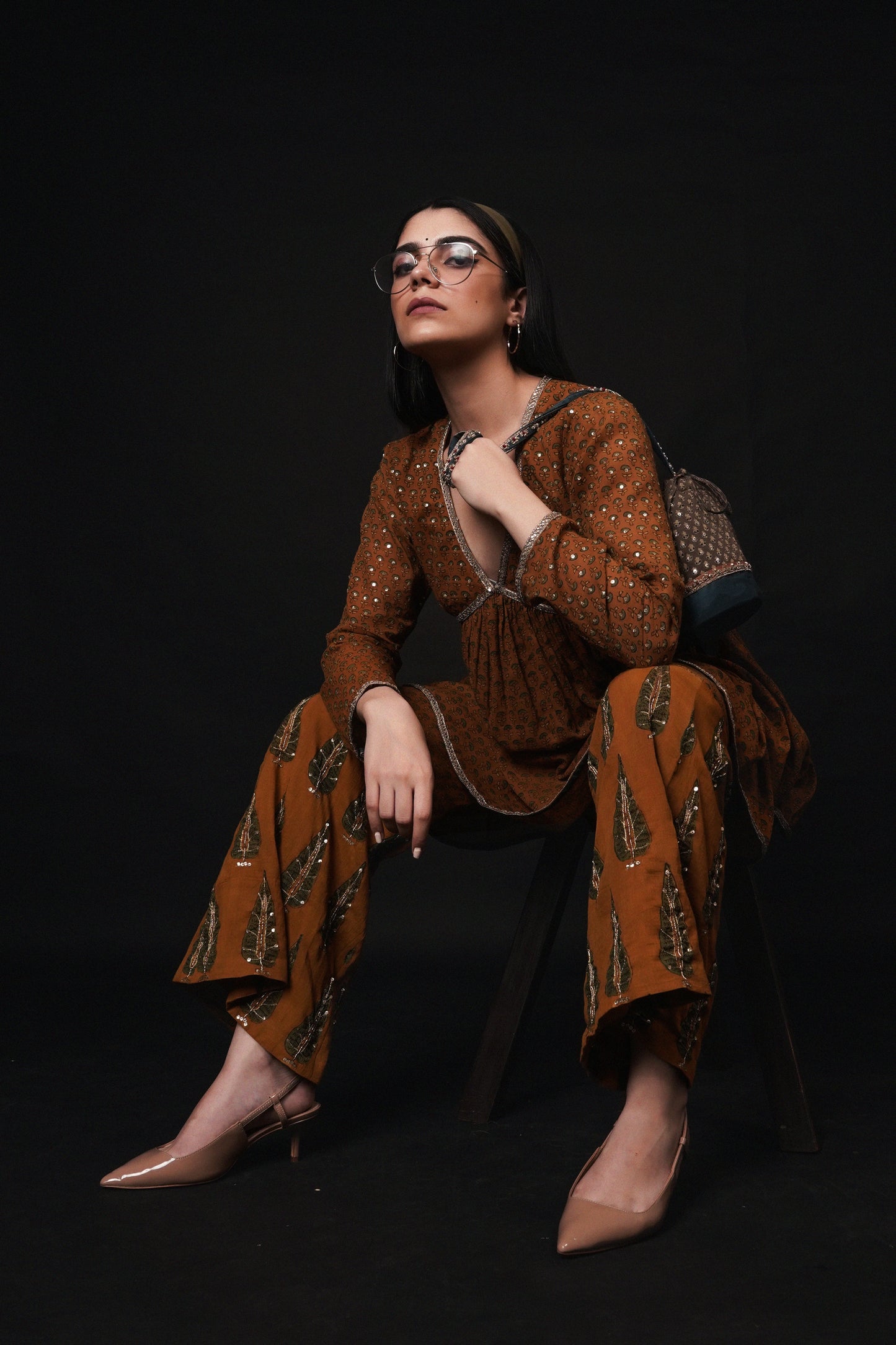 Hawayein Mustard Ajrakh Pant Kurta Set