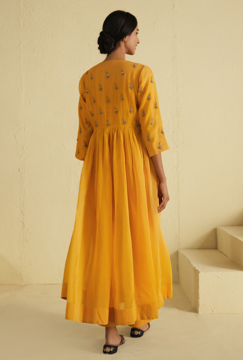 Rangreza Golden Yellow Yoke Palazzo Set