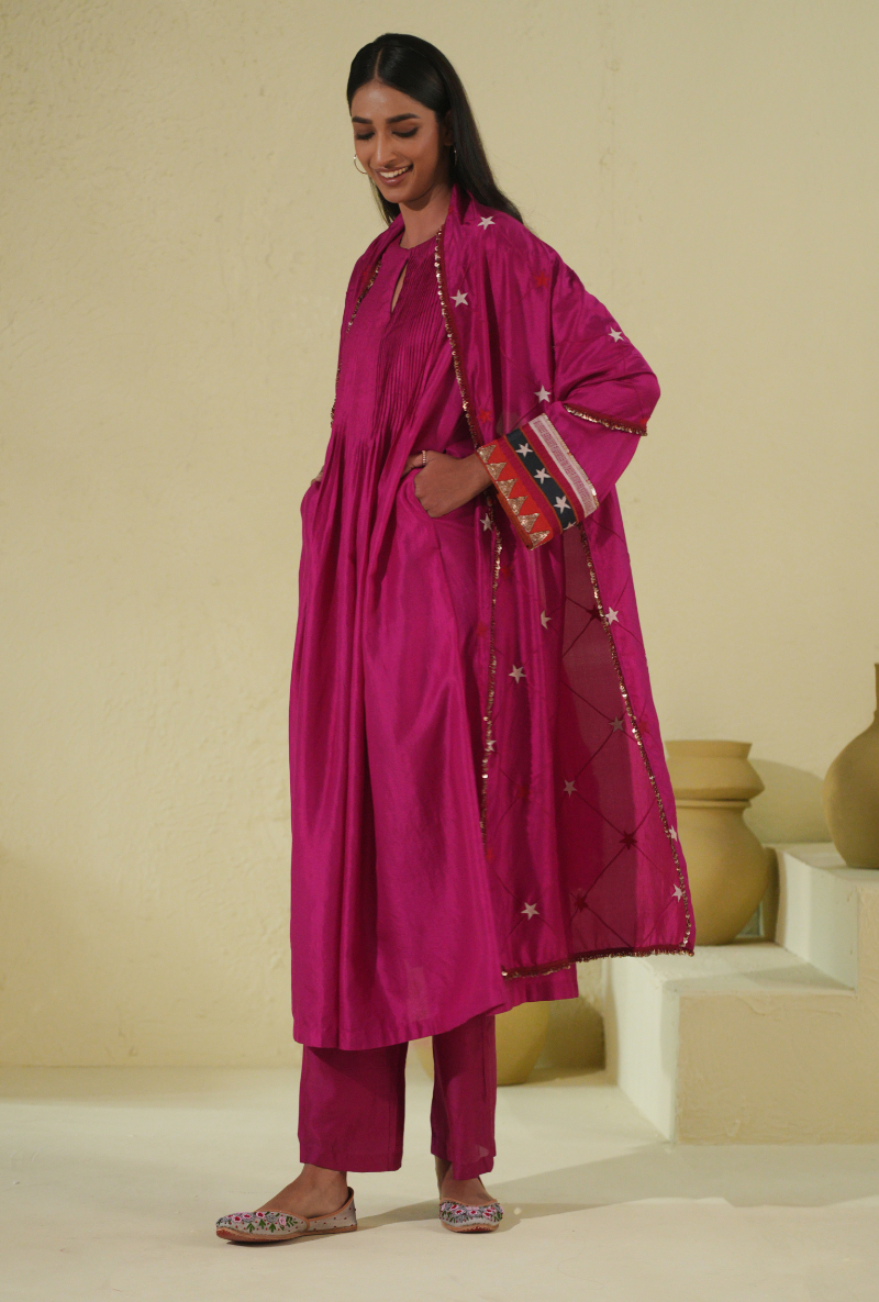 Rangreza Hot Pink Pintuck Kurta Set