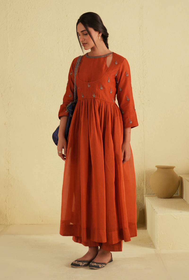 Rangreza Apricot Brandy Yoke Palazzo Set