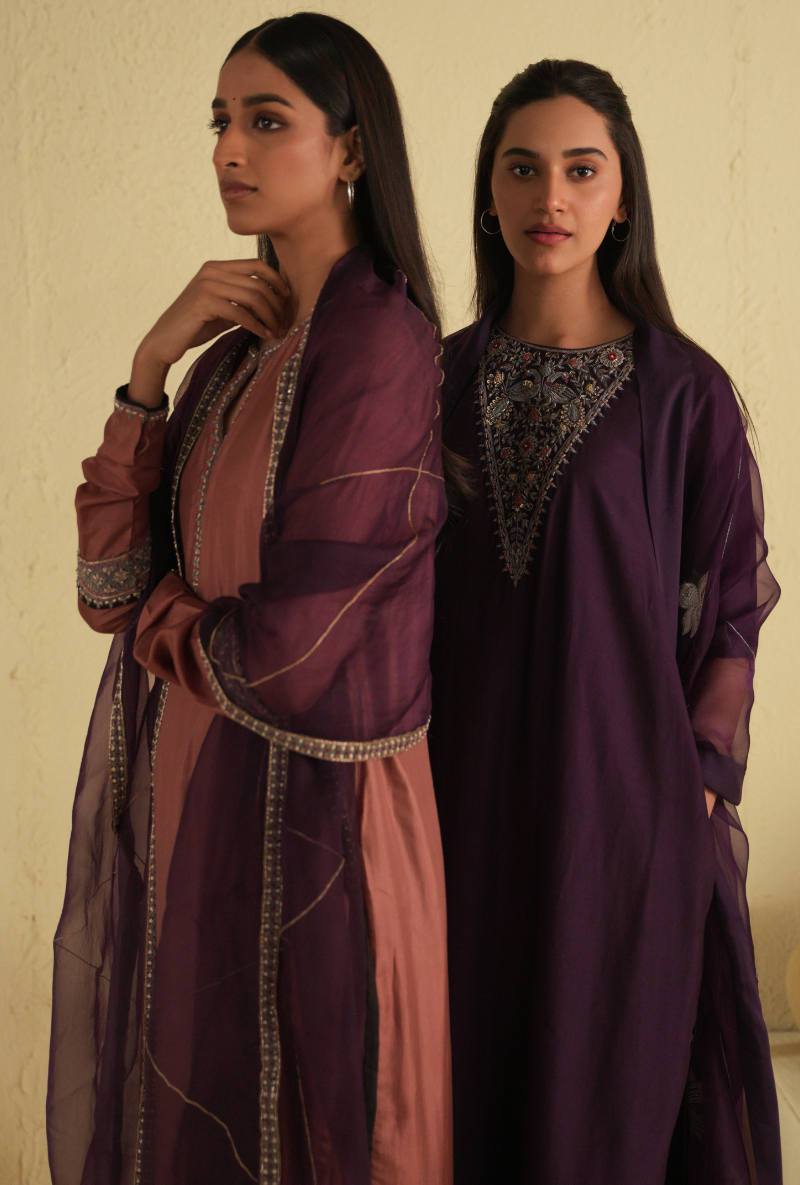 Rangreza Old Rose Straight Cut Kurta & Churidar Set