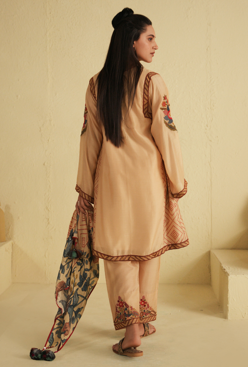 Rangreza Side Gathered Pastel Pink Kurta Set