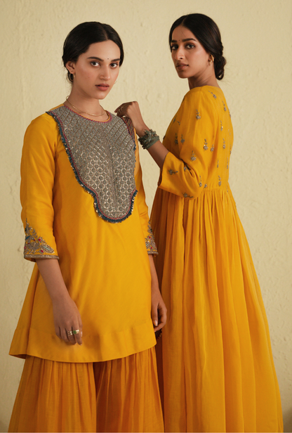 Rangreza Golden Yellow Yoke Palazzo Set