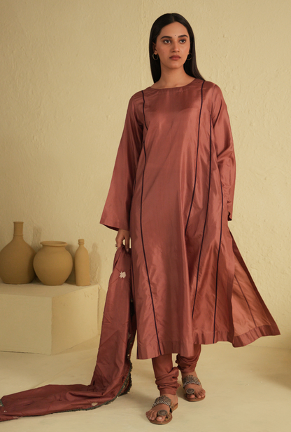 Rangreza A-Line Old Rose Kurta Set