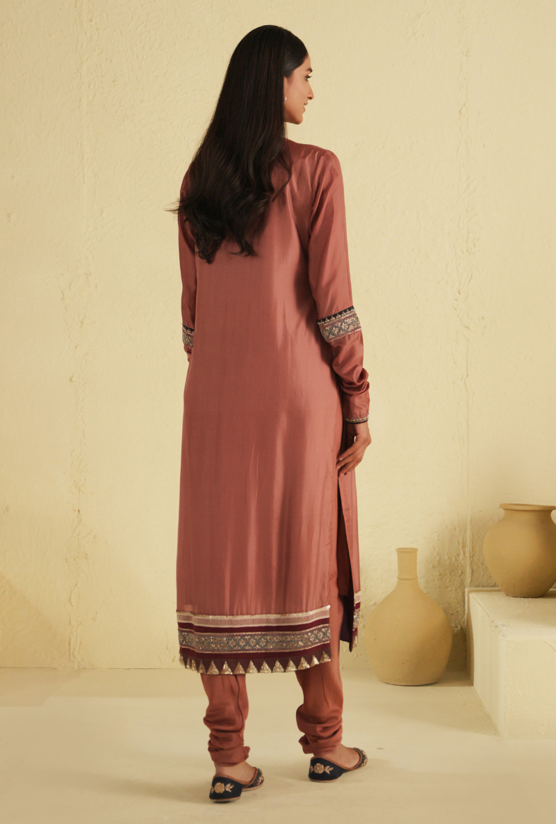 Rangreza Old Rose Straight Cut Kurta & Churidar Set