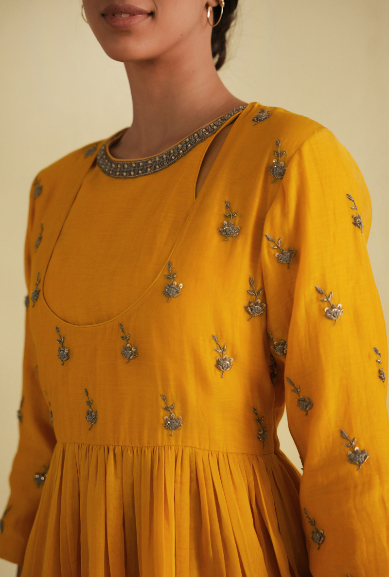 Rangreza Golden Yellow Yoke Palazzo Set
