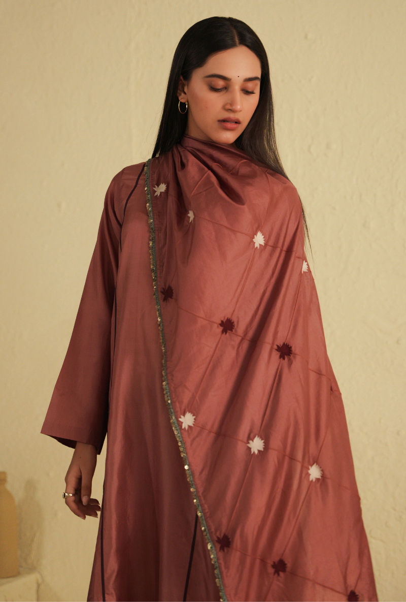 Rangreza A-Line Old Rose Kurta Set