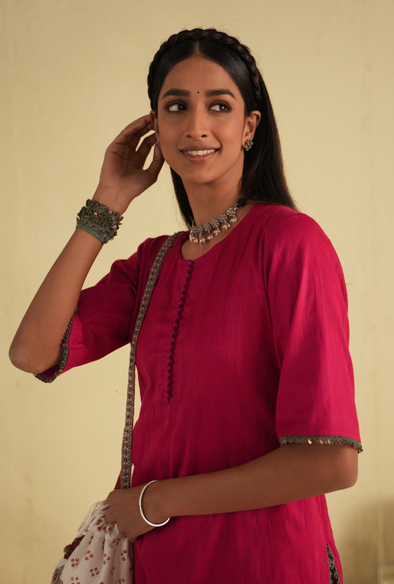 Rangreza Hot Pink Anchor Kurta & Sharara Set