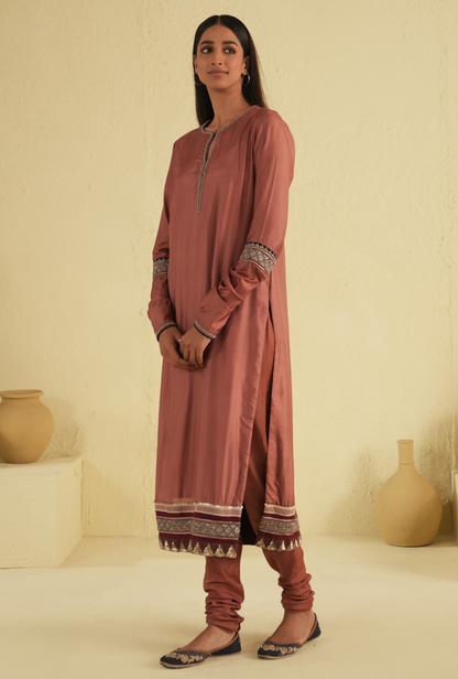 Rangreza Old Rose Straight Cut Kurta & Churidar Set