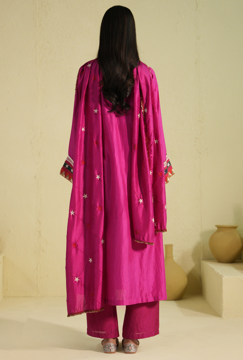 Rangreza Hot Pink Pintuck Kurta Set