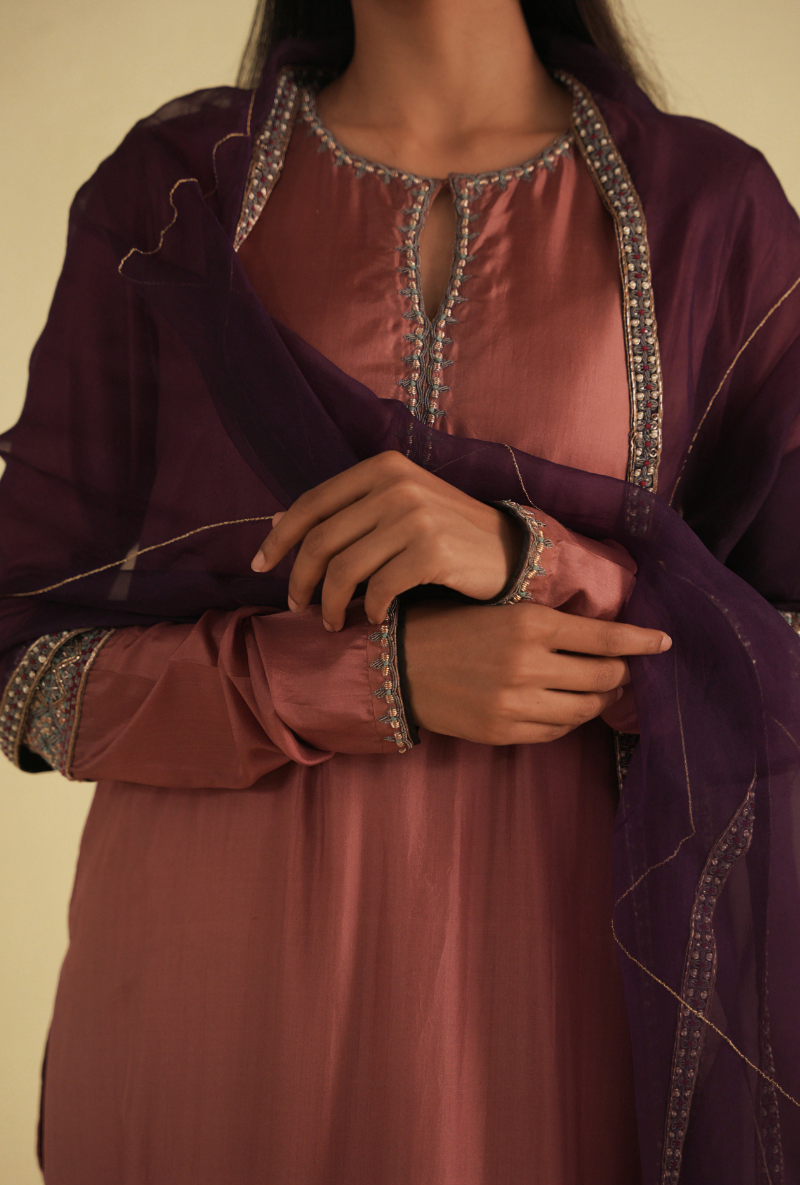 Rangreza Old Rose Straight Cut Kurta & Churidar Set
