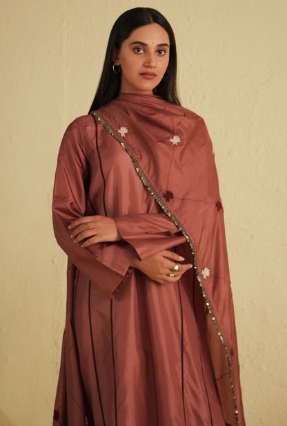 Rangreza A-Line Old Rose Kurta Set