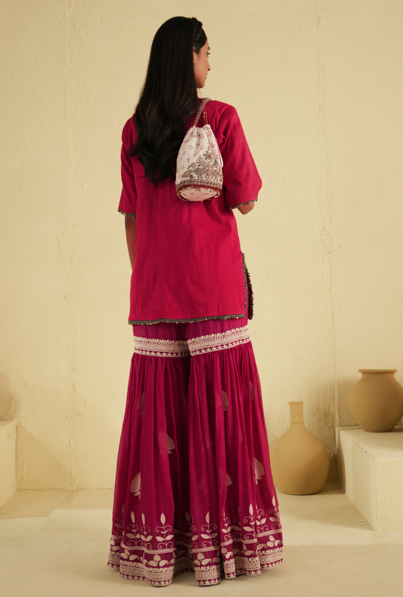 Rangreza Hot Pink Anchor Kurta & Sharara Set