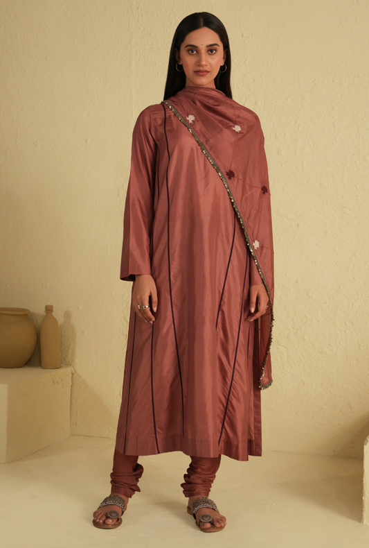 Rangreza A-Line Old Rose Kurta Set