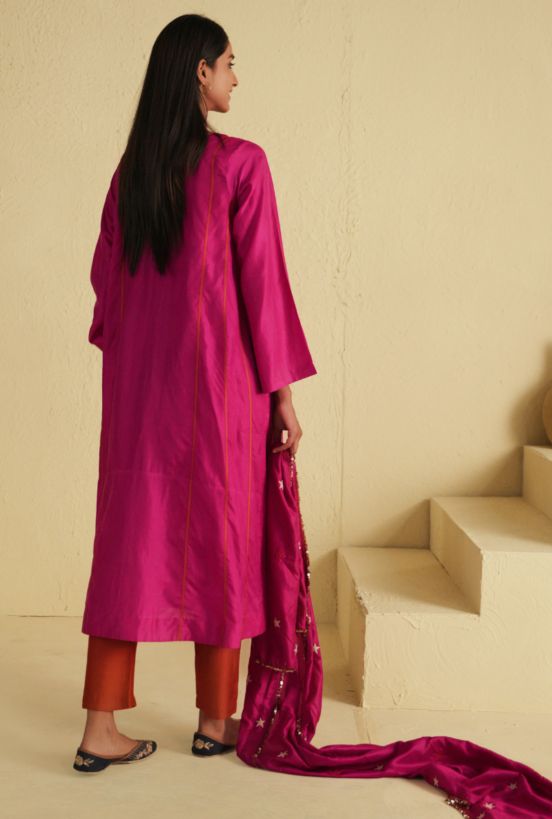 Rangreza A-Line Hotpink Kurta Set