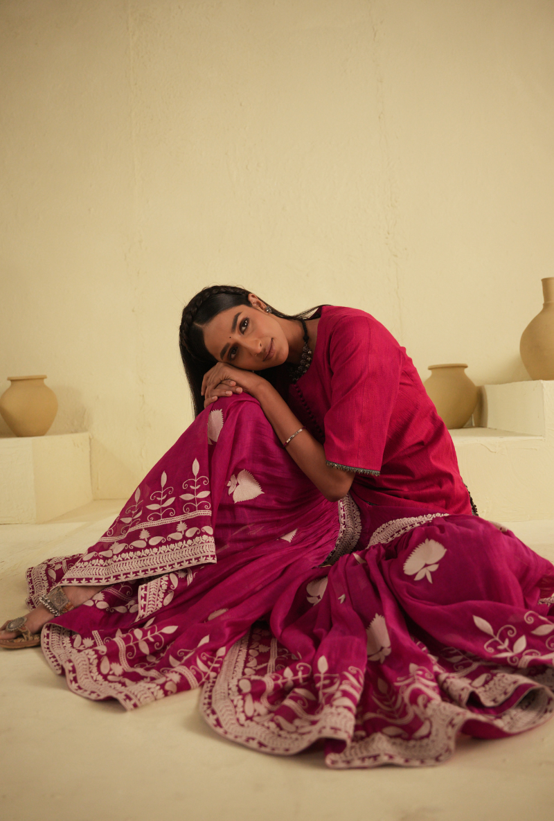 Rangreza Hot Pink Anchor Kurta & Sharara Set