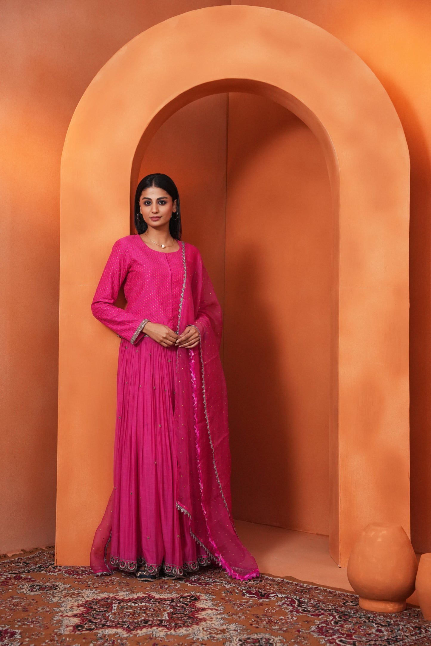 Kachcha Raspberry Lehenga Set