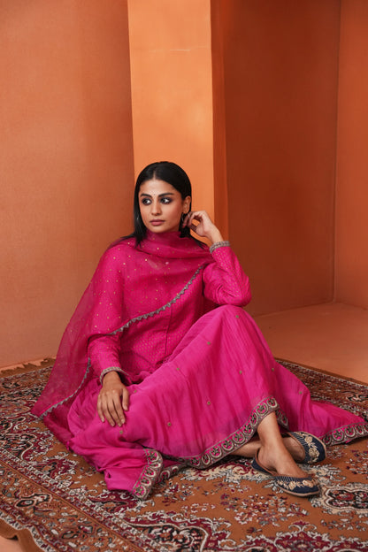 Kachcha Raspberry Lehenga Set