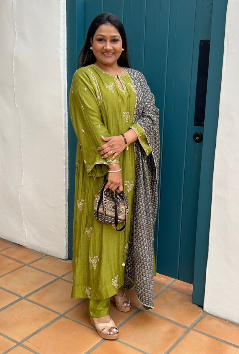 Dolly Jain In Hawayein Pine Gather A-Line Kurta Set