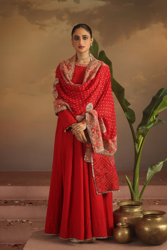 Kripa Red Kalidar Set