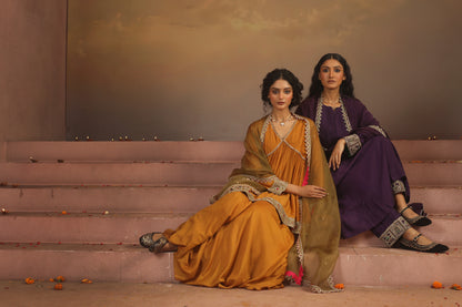 Kripa Purple Pintuck A-Line Kurta Set