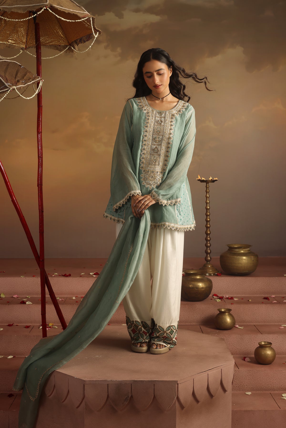 Kripa Blue Haze Farshi Salwar Set