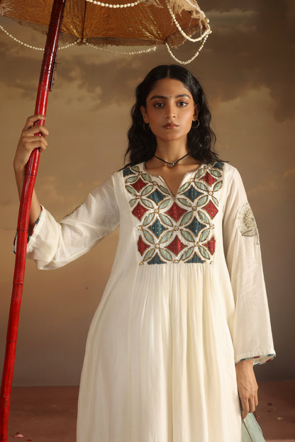 Kripa Ivory Applique Yoke Kurta Set