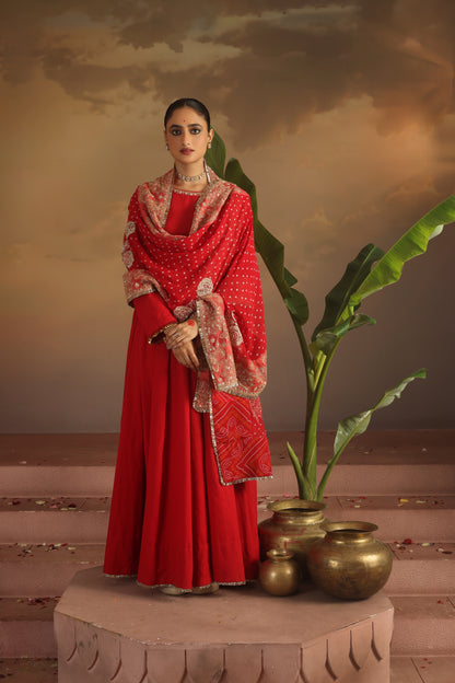 Kripa Red Kalidar Set