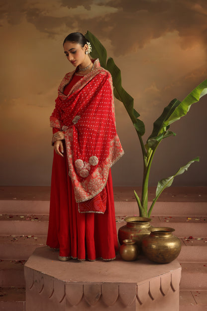 Kripa Red Kalidar Set
