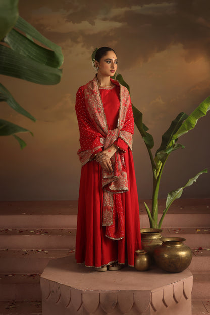 Kripa Red Kalidar Set