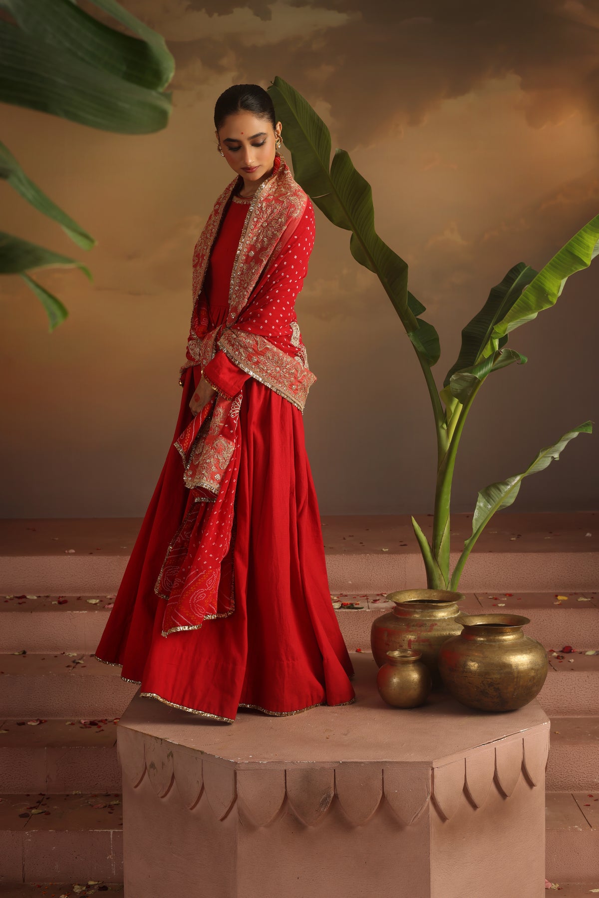 Kripa Red Kalidar Set