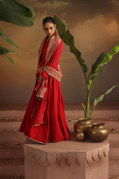 Kripa Red Kalidar Set
