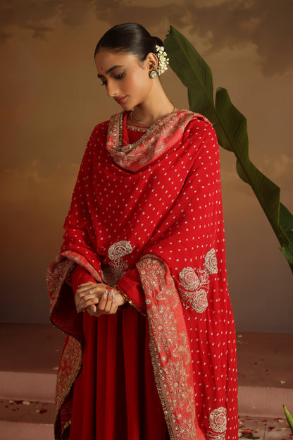 Kripa Red Kalidar Set