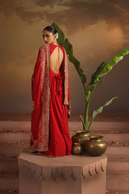 Kripa Red Kalidar Set