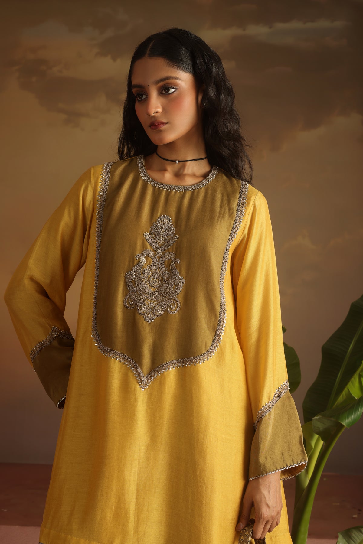 Kripa Sauterne Yoke Kurta Dhoti Salwar Bandhej Set