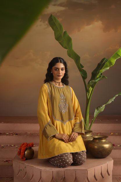 Kripa Sauterne Yoke Kurta Dhoti Salwar Bandhej Set