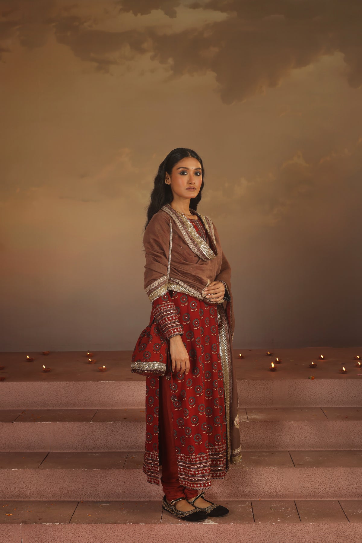 Kripa Blood Red Straight Cut Kurta Set