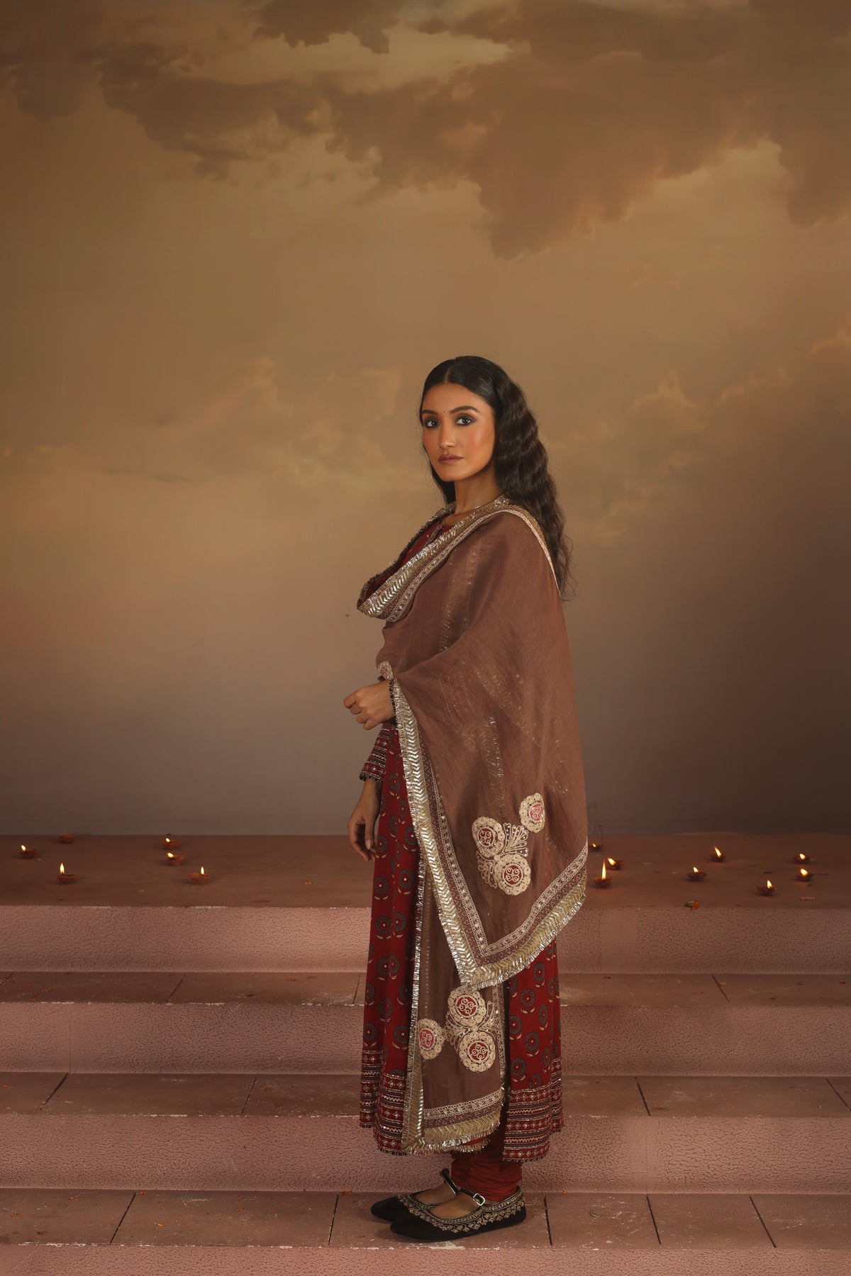 Kripa Blood Red Straight Cut Kurta Set