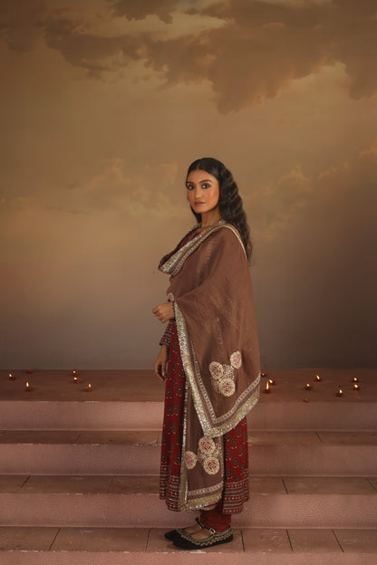 Kripa Blood Red Straight Cut Kurta Set