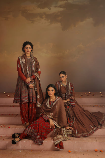 Kripa Blood Red Straight Cut Kurta Set