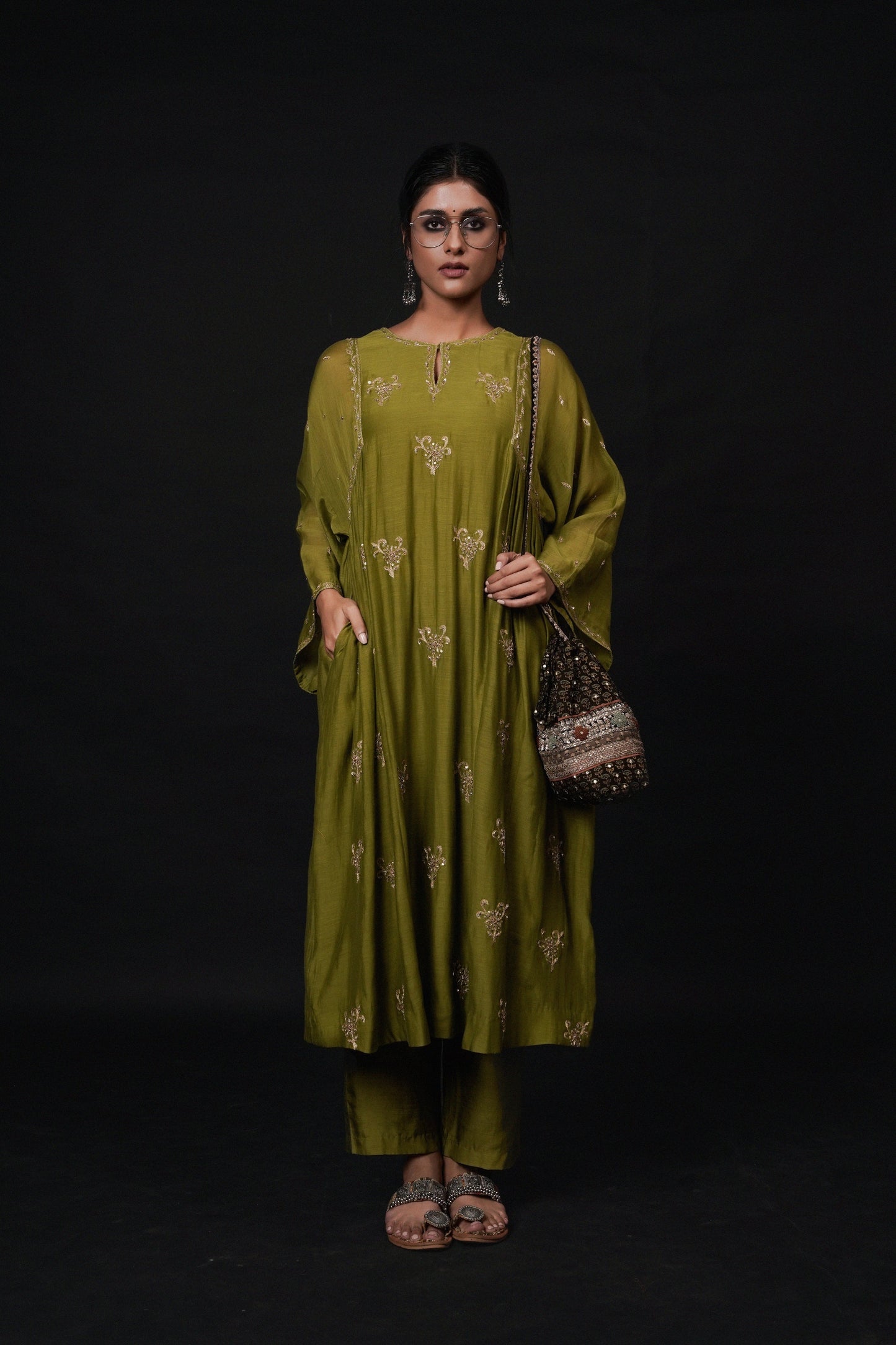 Dolly Jain In Hawayein Pine Gather A-Line Kurta Set
