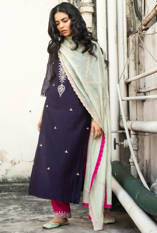 Sakhi Ink Purple & Pink Kurta Set