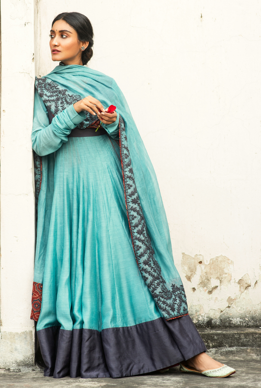 Sakhi Shades Of Blue Anarkali Set