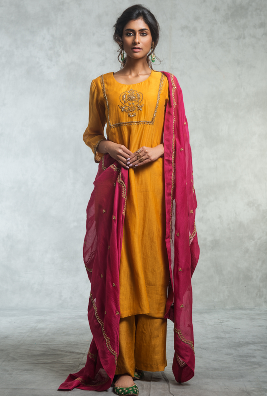 Yellow & Pink Kurta Set