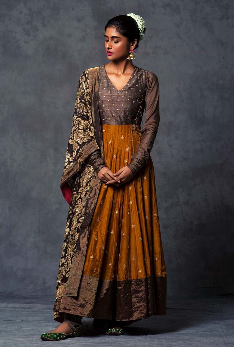 Mustard & Taupe Angarakha Set