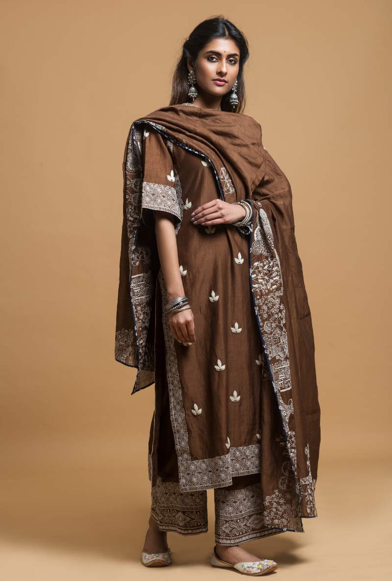Chocolate Straight Fit Kurta Set